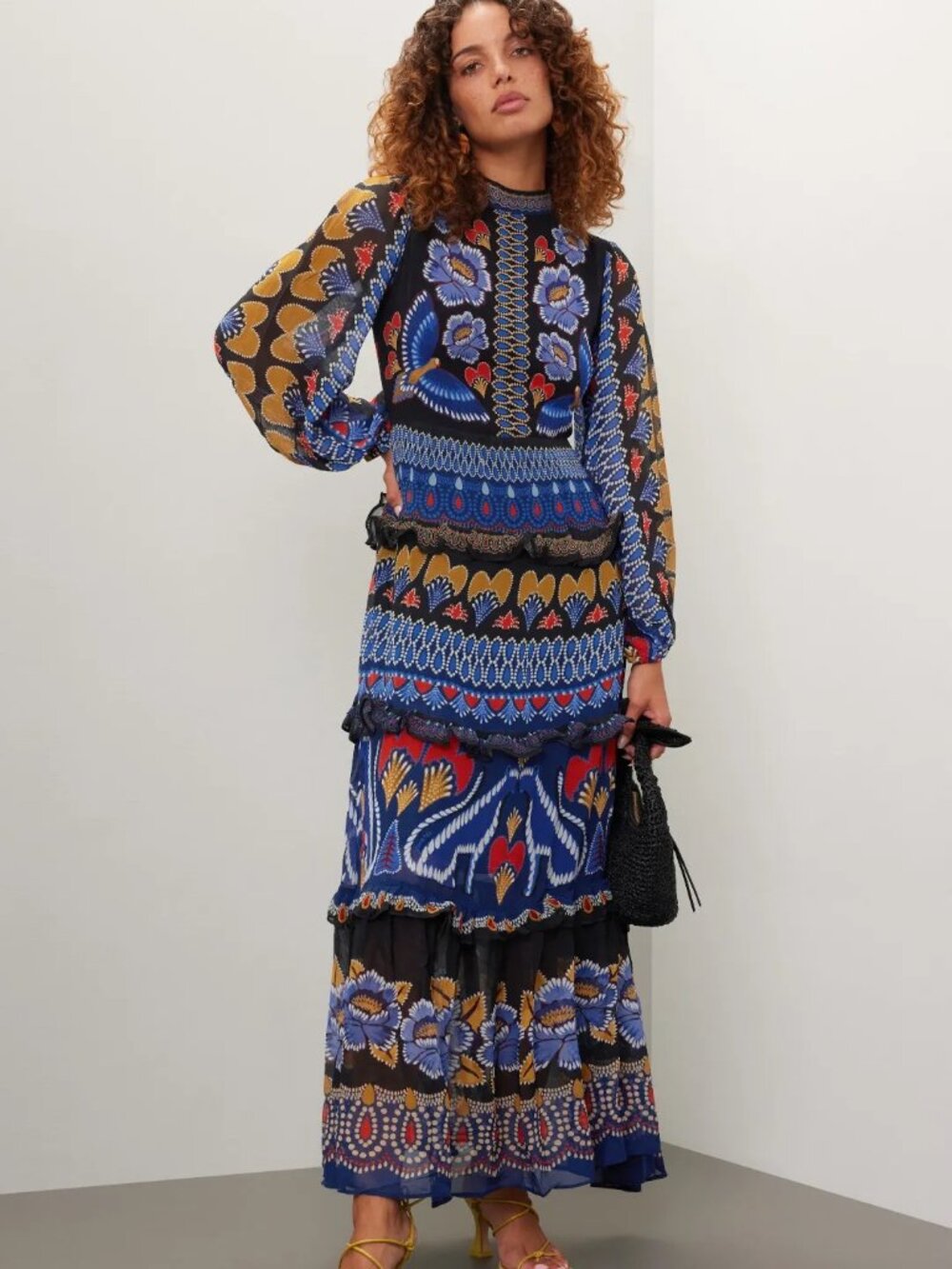 Farm Rio Ainika Long-Sleeve Maxi Dress - XS